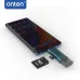Onten OTN-CR532 Type-C & USB-A Card Reader connected to a device with a memory card inserted for data access.