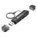 Ulanzi Type-C card reader with USB-A, TF and SD slots, keychain design and protective caps on clean background