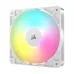 Corsair RS120 ARGB Casing Fan (White) with a white frame, white blades, and a vibrant, multi-colored ARGB lighting ring.