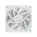 Back view of DeepCool FL12 SE WH 3IN1 Casing Fan with black frame, eight blades, and product details on hub.