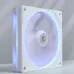 Stacked view of DeepCool FL12 SE WH 3IN1 Casing Fan trio with glowing green LED rings around each frame.