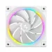 Front view of the white DeepCool FL12R fan with nine blades and a bright multi-color RGB light ring on the frame.