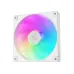 Front view of DeepCool FL14 3 IN 1 ARGB 140mm Case Fan White showing bright RGB lighting across white fan blades and square frame