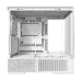 Side view of Antec C6 Curve Air White Casing interior with tempered glass panel, fan mounts, and cable routing cutouts.