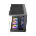 Top view of Antec CX M3 ARGB Casing with transparent side panel showing RGB fans and dual vertical GPUs.