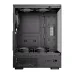 Internal view of the Antec VCX300 ARGB case, showing fan cutouts, power supply shroud, and front I/O ports at the bottom.