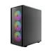 Angled front view of Antec VX510 ARGB Casing with three RGB fans visible through mesh panel.