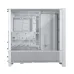 Corsair 4000D Airflow Mid-Tower PC case in white, interior view with motherboard tray and cable management.