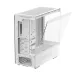 A white Deepcool CH690 DIGITAL WH gaming casing with a transparent front and side, featuring a digital display at the bottom.