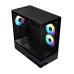 Front and side view of Gamdias ATLAS M5 ARGB Casing with tempered glass, RGB fans, and mesh ventilation.