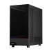 Front angled view of Gamdias ATLAS M5 ARGB Casing with tempered glass panel and subtle RGB strip.
