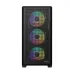 Front view of Gamdias AURA GC105 Casing with vertical RGB fans and AURA branding at bottom.