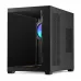 Side glass view of Gamdias AURA GC107 ELITE Casing with RGB fan and minimalist black frame.