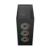 Angled view of Gamdias AURA GC15 ARGB Casing with mesh front and three vertically aligned RGB fans.