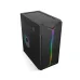 Angled front view of Golden Field 1715B Mid Tower Micro ATX Casing with PSU showing RGB strip on front panel