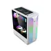 Angled front view of Golden Field 7689W ATX Gaming Casing White showing RGB fans and glass side panel