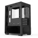 Angled interior view of Golden Field T01 M-ATX Casing with open panel showing expansion slots and PSU shroud.