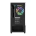 MaxGreen 190B black PC case rear view with RGB fan, expansion slots, and PSU area.