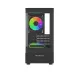 Angled view of MaxGreen Curve Arylic 312 Casing interior showing RGB rear fan and transparent side panel.
