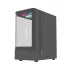 Front view of MaxGreen Curve Mesh 311 Casing with fine mesh panel and RGB lighting visible through ventilation.