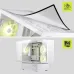 Top view of MSI MAG PANO M110R WHITE Casing showing removable mesh dust filter and tempered glass panels opening wide.