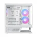 Side view of MSI MPG VIXTA 300R PZ W Casing with tempered glass panel and two vertical RGB cooling fans installed.