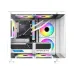 Side view of PC Power Icecube Edge Infinity WH Casing showing tempered glass panel, vertical GPU mount, and RGB-lit fans.