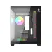 Front angled view of T-Wolf Mystery Box NV X5 Infinity ARGB M-ATX Mid Tower Gaming Casing showing glass panels and RGB fans inside