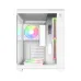 Front angled view of T-Wolf Mystery Box NV X5 Infinity ARGB M-ATX Casing White showing tempered glass and RGB fans