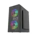 Angled front view of the T-Wolf NEOPULSE X3 Casing showing RGB fan lighting behind mesh and solid side panel design.