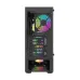 Internal back view of the T-wolf Platina ARGB PC case, showing the perforated slots and multi-colored internal ARGB fans.