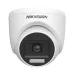 Front view of the white Hikvision DS-2CE76G0T-LPFS/S Turret camera, highlighting its dome shape and black lens housing.