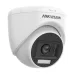Angled view of the white Hikvision DS-2CE76G0T-LPFS/S Turret camera, highlighting its adjustable lens in a black housing.