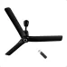 Front view of Atomberg Aris Contour Smart Ceiling Fan with three sleek black blades, circular hub, and remote control.