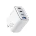 Front angled view of Anker Zolo 70W Charger Adapter showing three USB-C and one USB-A port with 70W label.