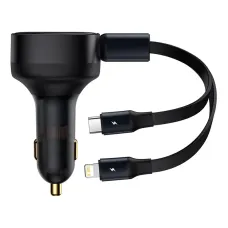 Baseus Enjoyment Retractable dual Output Type-C & Lightning 30W Car Charger