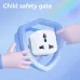 Graphic view of Deli ET738EU Adapter with MAX 10A marking inside blue shield frame highlighting child safety protection.