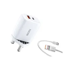 Tecno TCW-U21D 20W Charger Adapter with Type-C Cable