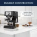 Lifestyle view of DeLonghi EC230 Stilosa Coffee Machine on countertop with stainless steel boiler and espresso cups.