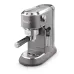 Compact view of DeLonghi EC785 Dedica Metallics Coffee Maker with portafilter and steam wand for milk frothing.