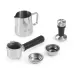 Accessory set for DeLonghi EC785 Dedica Metallics Coffee Maker including portafilter, filter baskets, tamper, and pitcher.