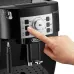 Close-up of DeLonghi ECAM22-110 Magnifica S Coffee Machine control panel with hand pressing button to select coffee option.