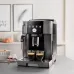 Lifestyle view of DeLonghi ECAM250 Magnifica S Smart Coffee Machine on kitchen counter brewing two espressos side by side.