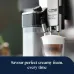 Front view of DeLonghi ECAM650-85 Primadonna Elite Coffee Machine dispensing layered espresso and creamy milk foam.