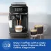 Countertop view of Philips EP2230/10 2200 Series Coffee Machine dispensing coffee with milk frother beside two cups.