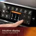 Close-up of Philips EP4346/70 4300 Series Coffee Machine touchscreen showing cappuccino selection with strength and size sliders.