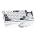 Furycube GK960 wireless keyboard and mouse combo, full size layout with numpad, knob control, white design and RGB lighting