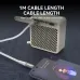 Lifestyle view of BWOO BO-AUX075 1M 3.5mm Audio Extension Cable connected between smartphone and speaker on desk setup