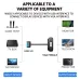 Compatibility chart of Dtech DT-2904 Converter illustrating USB 3.0 to VGA connection for monitors, TVs, and projectors.