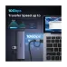UGREEN LS502 USB-A to USB-C adapter plugged into a hub, showing up to 10Gbps Transfer Speed compared to slower speeds.